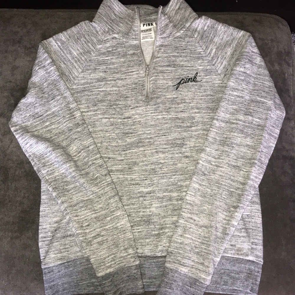 Grey PINK quarter-zip